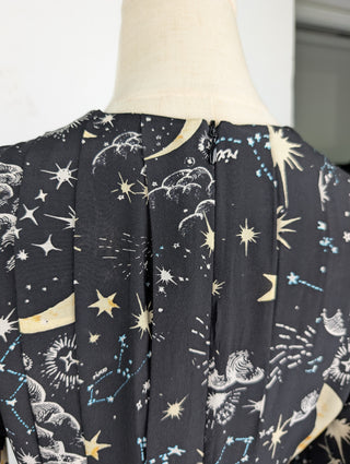 Black Star Printed Silk Dress