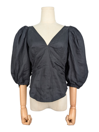 Black Blouse With Puffed Shoulders