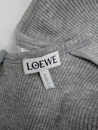 Grey With Silver Leather Panel Cotton Long Dress