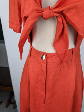 Orange Tie-Knotted Midi Dress