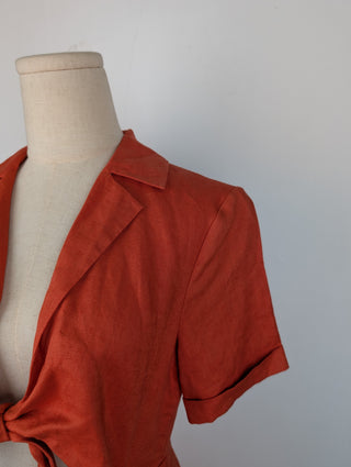 Orange Tie-Knotted Midi Dress