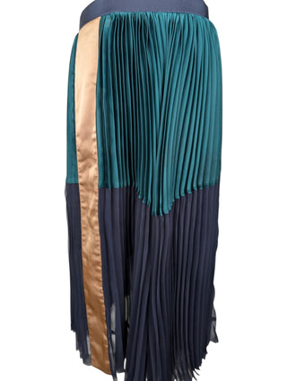 Green Sheer Pleated Midi Skirt