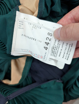 Green Sheer Pleated Midi Skirt