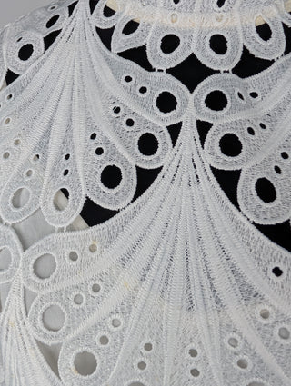 White Lulie Guipure Lace Crop Top With Underlay