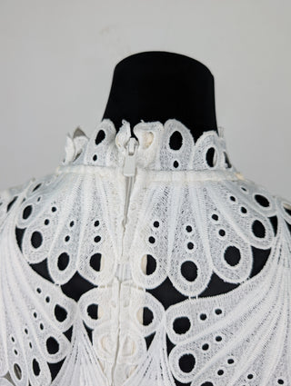 White Lulie Guipure Lace Crop Top With Underlay
