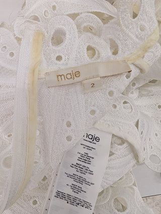 White Lulie Guipure Lace Crop Top With Underlay