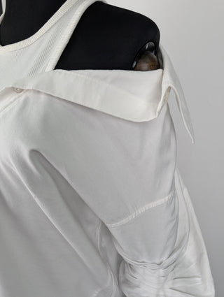 White Off-Shoulder Shirt With Inner Tank Top