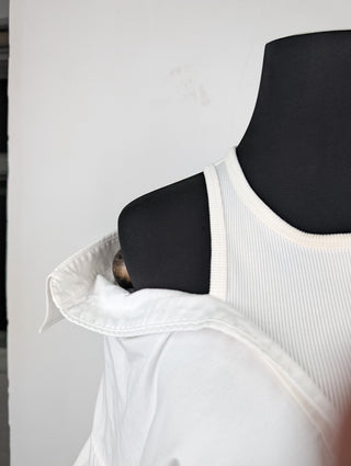 White Off-Shoulder Shirt With Inner Tank Top
