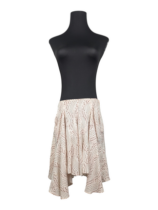 Beige Printed Silk Skirt With Ruffles