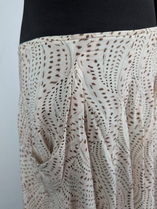 Beige Printed Silk Skirt With Ruffles