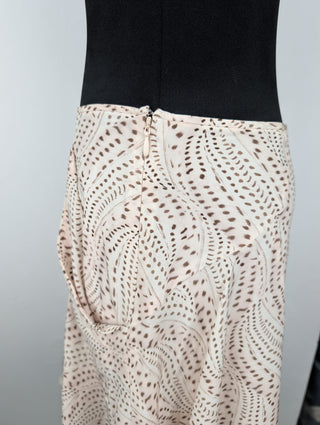 Beige Printed Silk Skirt With Ruffles