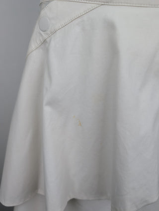 White Midi Skirt With Ruffles Wrap And Uneven End