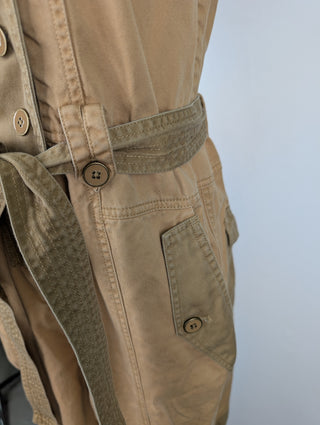 Khaki 2-Toned Patched Jumpsuit