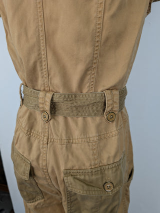 Khaki 2-Toned Patched Jumpsuit