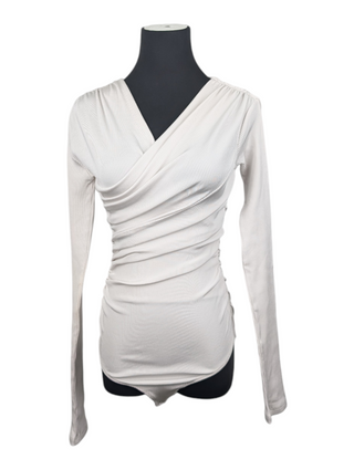 Beige V-Neck Body Suit