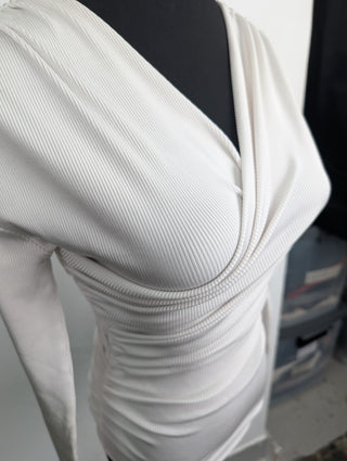 Beige V-Neck Body Suit
