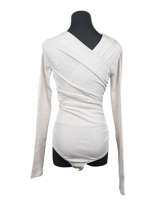 Beige V-Neck Body Suit