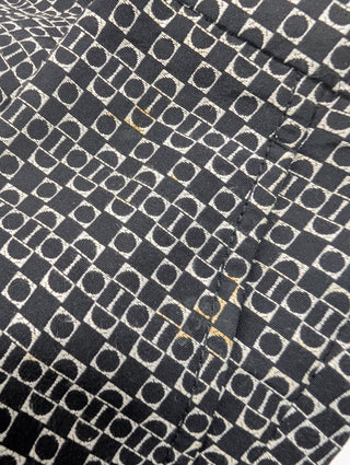 Black And Silver Pattern Cropped Pants