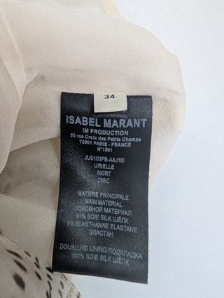 Beige Printed Silk Skirt With Ruffles