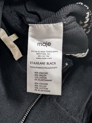 Black A-Line Skirt With White Embroidery Pattern