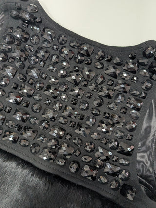 Black Angora Hair And Studded Vest