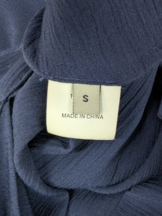 Blue V-Neck Silk Dress