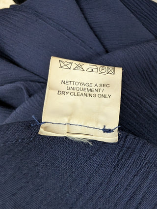 Blue V-Neck Silk Dress