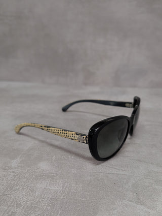 Black Frames With Tweed Arms Sunglasses