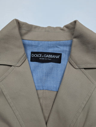 Beige Double Breasted Short Sleeve Shirt Jacket