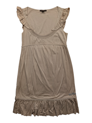 Beige Dress With Ruffle Collar