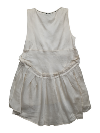 Off White Silk Top With Bedazzled Collar