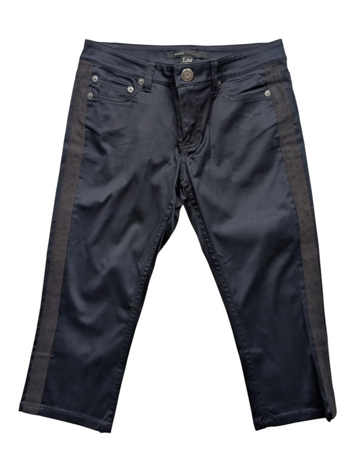 Navy Capri Pants With Ribbed Cotton Side Trims