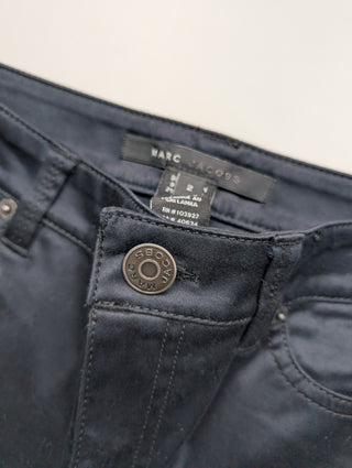 Navy Capri Pants With Ribbed Cotton Side Trims