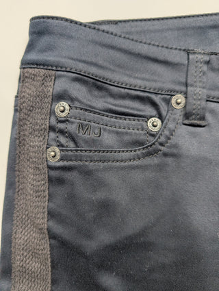 Navy Capri Pants With Ribbed Cotton Side Trims