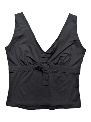Black Sleeveless Low-V Top With V Back