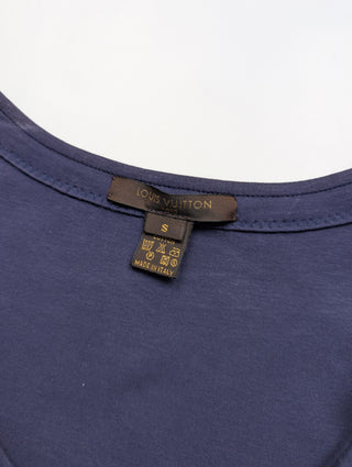 Navy Blue Tank Top With Lv Padlock Chains And Charm