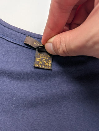 Navy Blue Tank Top With Lv Padlock Chains And Charm