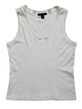 White Tank Top With Gold Metal Eyelet