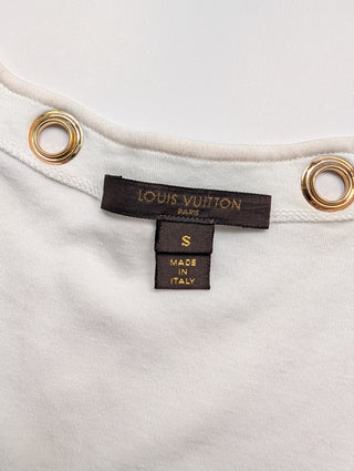 White Tank Top With Gold Metal Eyelet