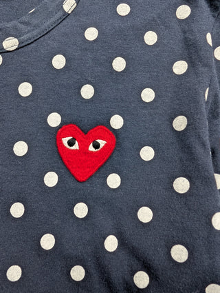 Navy Polkadot Long Sleeve Top
