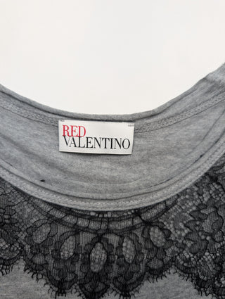 Grey Top With Lace Shoulders