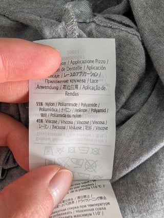 Grey Top With Lace Shoulders