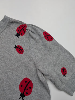 Grey Ladybug Mid Sleeve Jumper