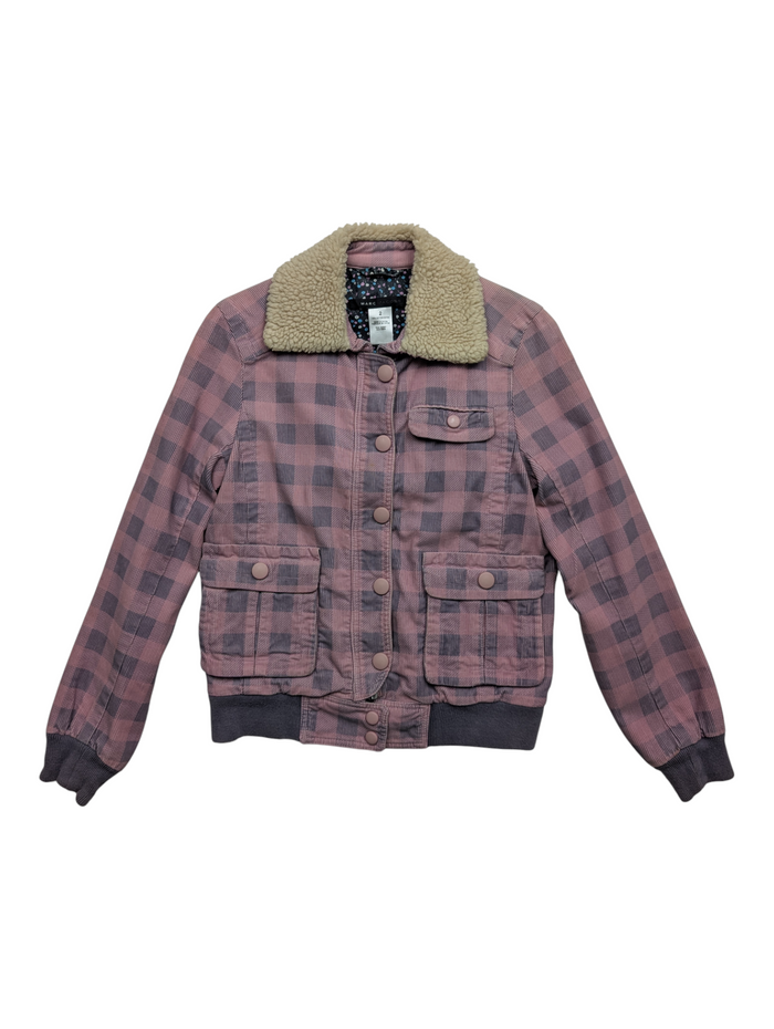 Pink Checkered Denim Jacket