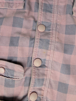 Pink Checkered Denim Jacket