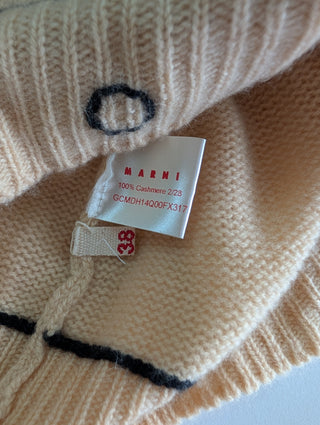 Beige Cashmere Pullover With Fake Button Print