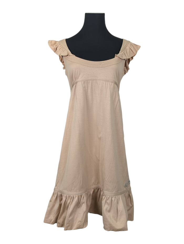 Beige Dress With Ruffle Collar