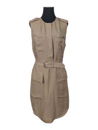 Beige Shirt Dress With Waistbelt