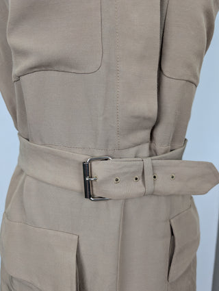 Beige Shirt Dress With Waistbelt