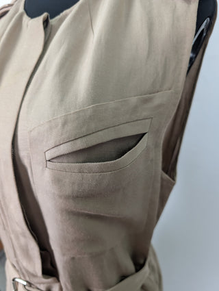 Beige Shirt Dress With Waistbelt